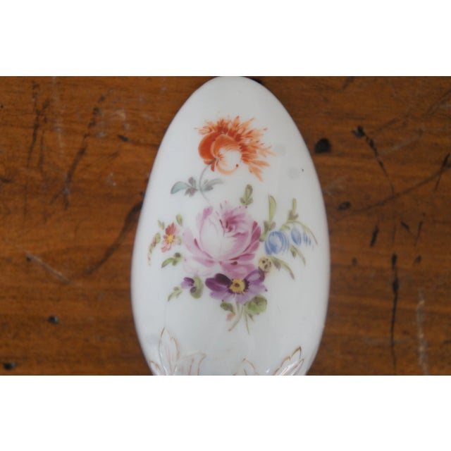 White Antique German Meissen Dresden Sprays Porcelain Floral Serving Spoon For Sale - Image 8 of 11
