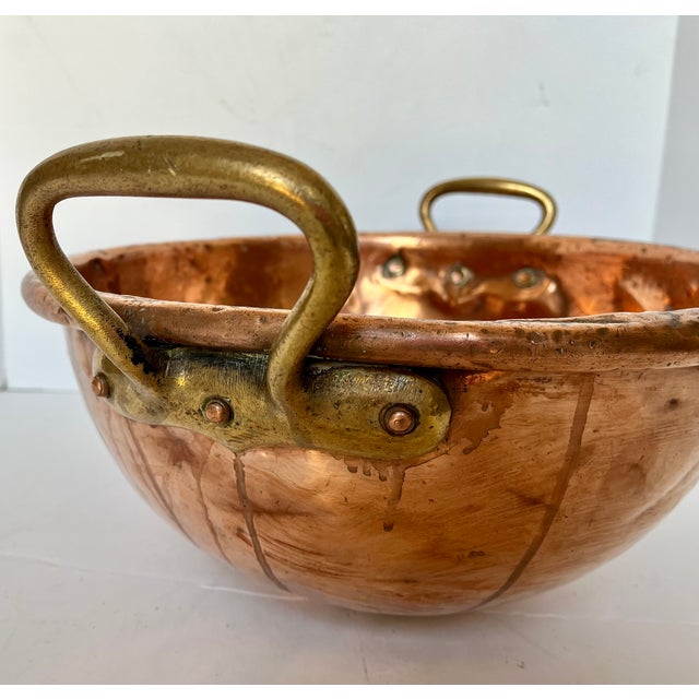 French Country Antique Late 1800s French Handcrafted Copper Mixing Bowl For Sale - Image 3 of 10