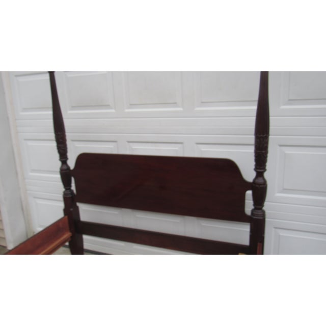 Thomasville 1980s Thomasville Queen Poster Bed Rice Cherry Carved For Sale - Image 4 of 10