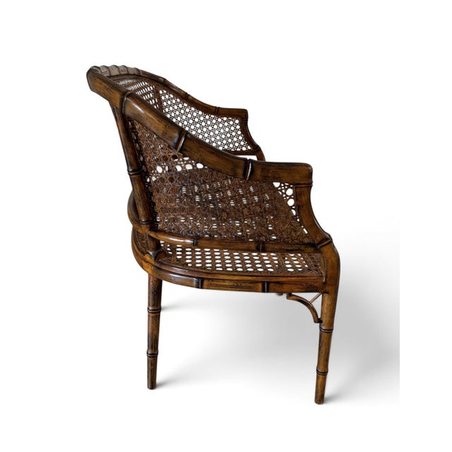 Hollywood Regency Faux Bamboo Cane Settee For Sale - Image 12 of 18