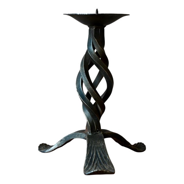 Brutalist Tripod Candleholder in Wrought Iron For Sale