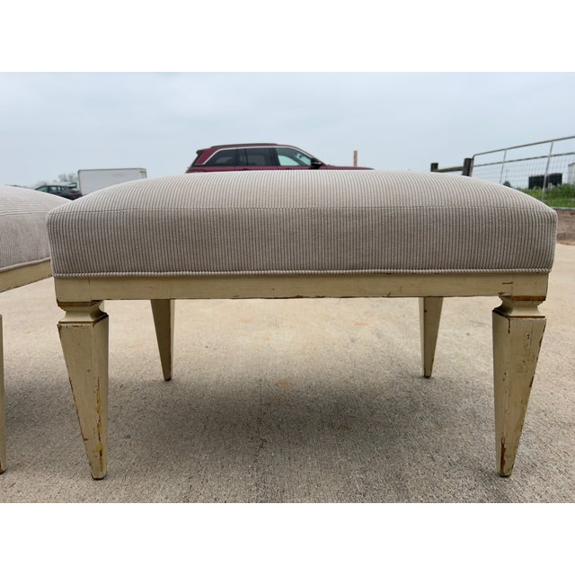 French Pair of 1950s French Louis XVI Style Benches For Sale - Image 3 of 12
