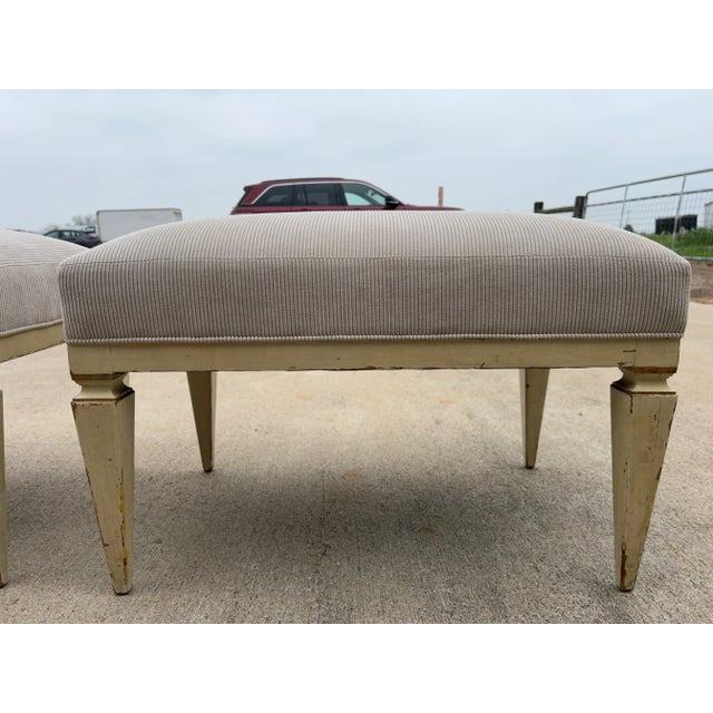French Pair of French Louis XVI Style Benches For Sale - Image 3 of 12