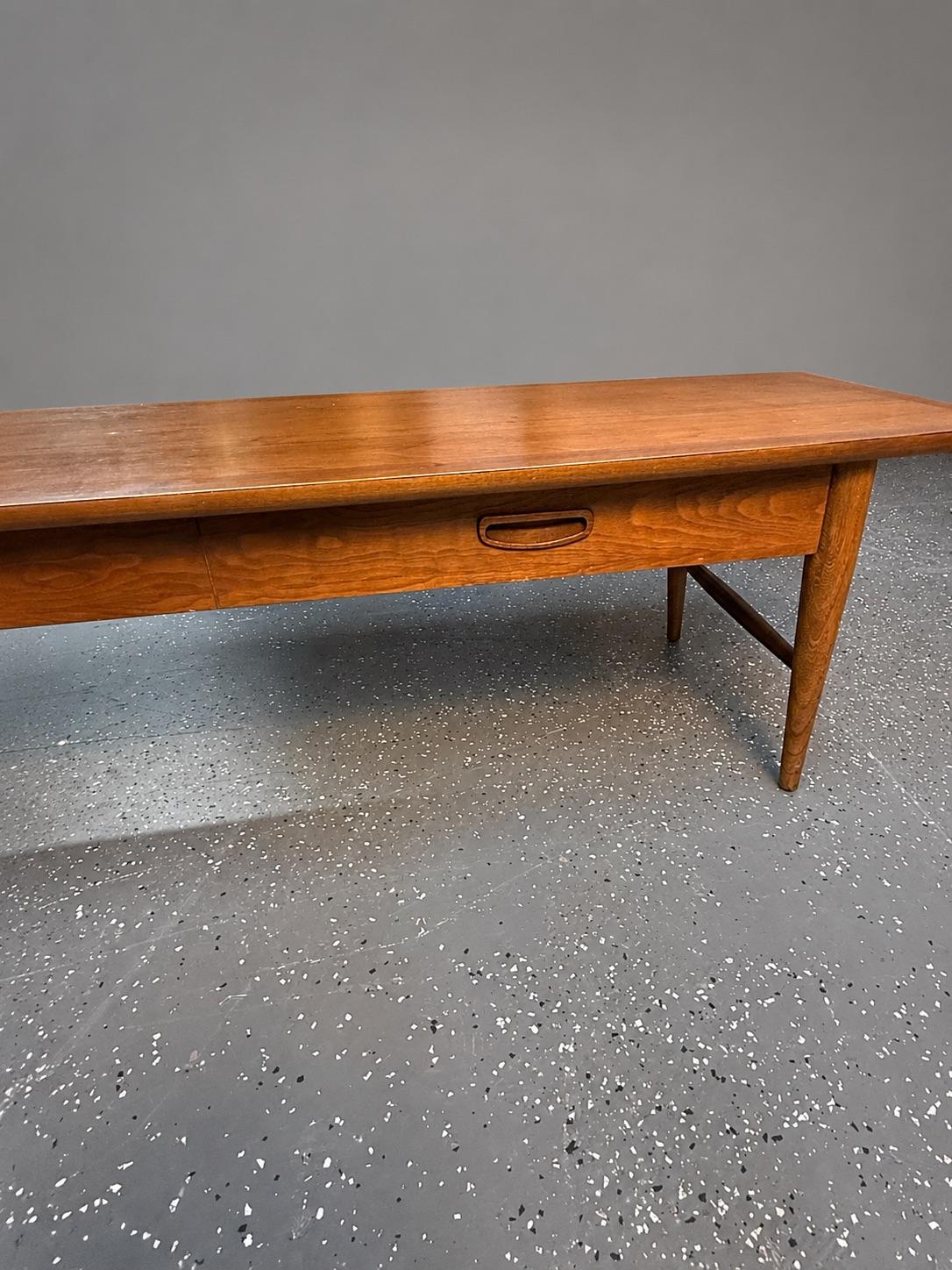Lane Mid-Century Modern Walnut Coffee Table With Single Drawer