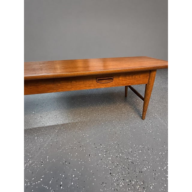 Brown Lane Mid-Century Modern Walnut Coffee Table With Single Drawer, Style 1050-20 C. January 1960 For Sale - Image 8 of 11
