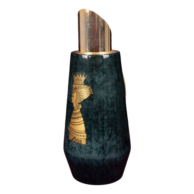 Mod. 1278D Blue Goatskin Parchment Thermos by Aldo Tura, Italy, 1950 For Sale