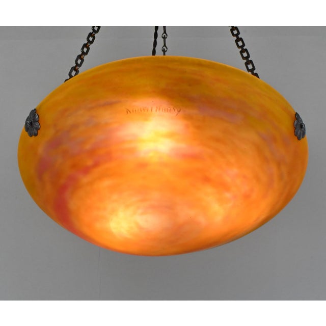 1920s French Art Deco Pendant Light by Daum & Majorelle - 1925 Chandelier France For Sale - Image 5 of 11