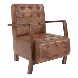 Davenport Tufted Leather Chair For Sale