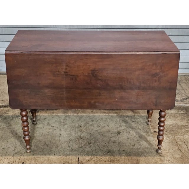 American Early 20th Century American Bench Made Mahogany Drop Leaf Table Carved Twisted Barley Legs For Sale - Image 3 of 8