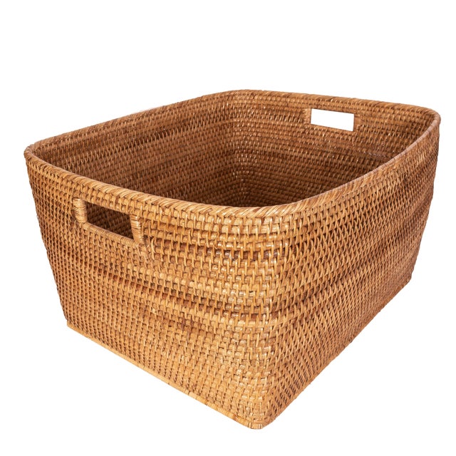 Artifacts Saboga Home Family Basket with Cutout Handle in Honey Brown For Sale In Houston - Image 6 of 13