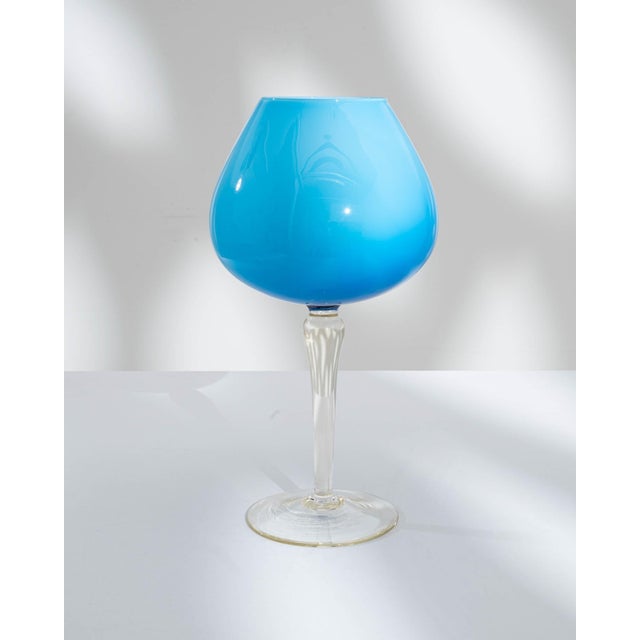 Italian 20th Century Italian Blue Glass Goblet For Sale - Image 3 of 18