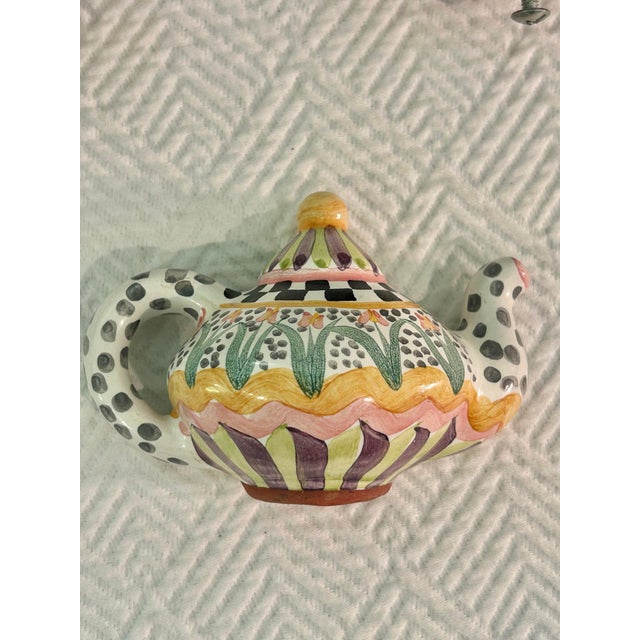 2003 MacKenzie-Childs "Piccadilly" Hand-Painted Ceramic Teapot Cabinet Pulls - Set of 4 For Sale In New Orleans - Image 6 of 12