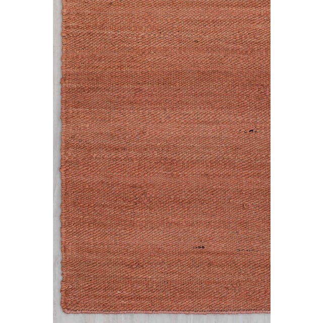 Terra Cotta Rust Solid Handwoven Premium Natural Jute Yarn Flatweave Rug 5x8 Ft. For Sale - Image 8 of 12
