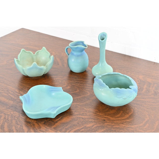 Van Briggle Arts & Crafts Turquoise Glazed Ceramic Tray or Catchall For Sale - Image 11 of 12