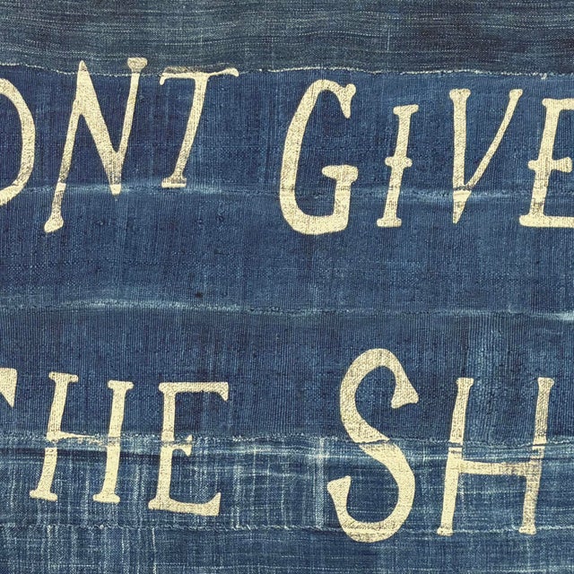 Large Patchwork Indigo Flag, Don't Give Up the Ship, Unique For Sale - Image 4 of 4