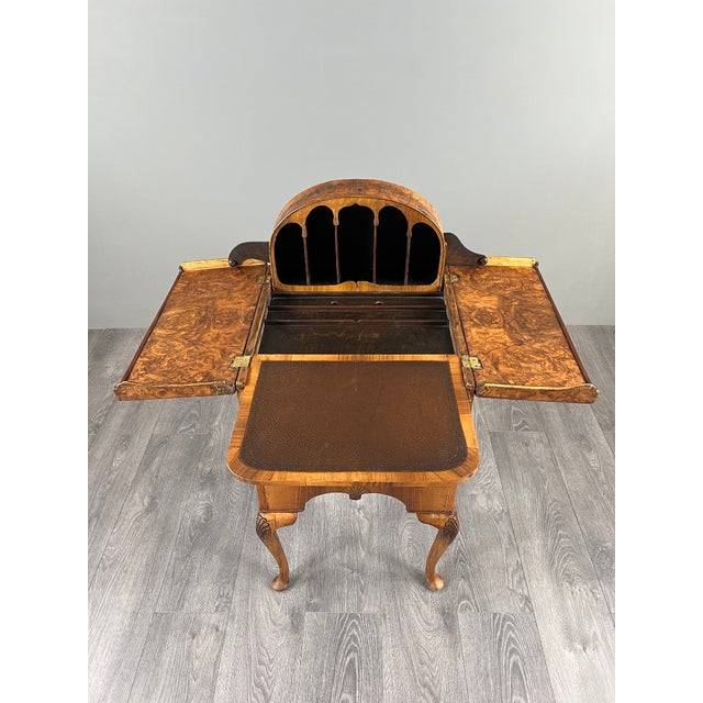 20th Century Queen Anne Desk in Walnut Burl Veneer For Sale - Image 6 of 13