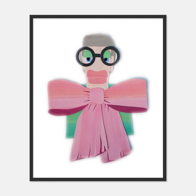 Contemporary Iris with Big Pink Bow by Melvin G in Black Framed Paper, Small Art Print For Sale - Image 3 of 3