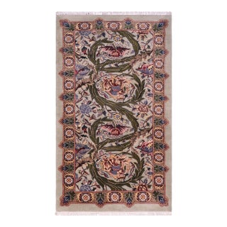 Shabby Chic Floral 1990's Pak-Persian Green/Green Wool Rug - 2'2'' X 4'1'' For Sale