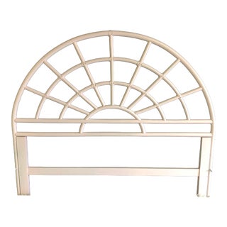 1970s Vintage Pink Arched Rattan Headboard For Sale