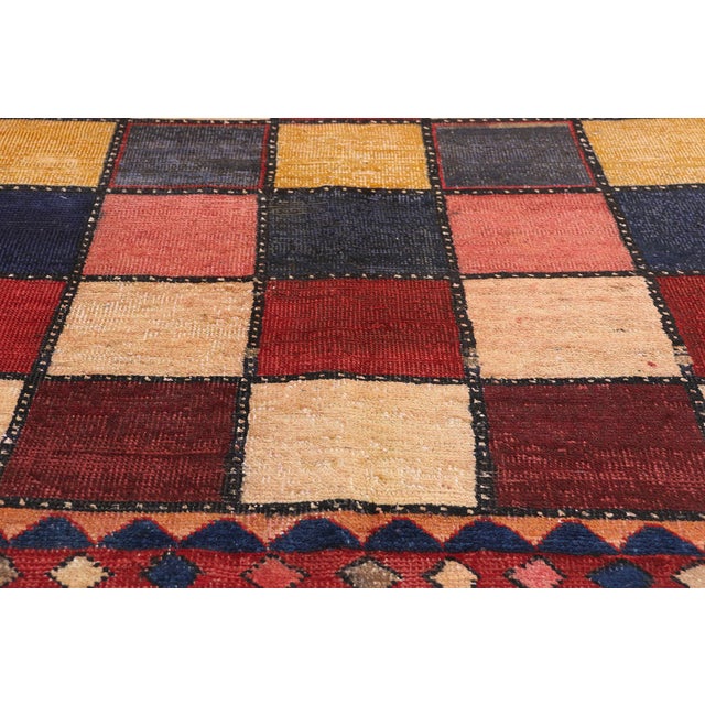 Mid 20th Century Vintage Persian Checkerboard Rug - 04'07 X 09'02 For Sale - Image 5 of 9