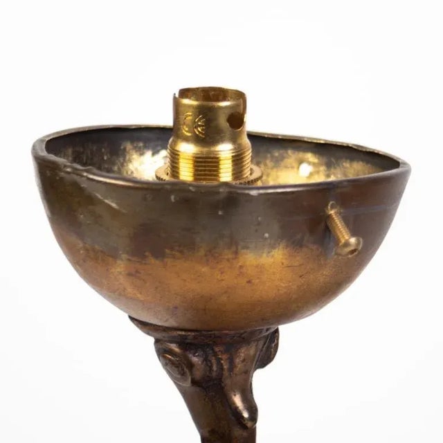 Metal Antique Native American Bronze Sculpture Lamp For Sale - Image 7 of 11