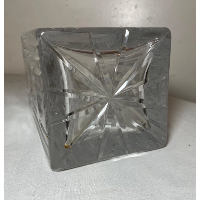 Vintage American Brilliant Cut Clear Crystal Liquor Wine Decanter Glass Bottle For Sale - Image 10 of 12