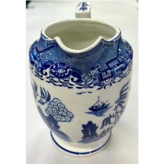 Vintage Moriyama Japanese Blue Willow Pitcher, Signed For Sale - Image 4 of 6