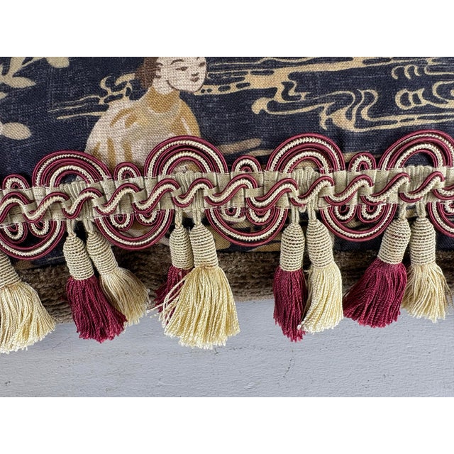 Thibaut Chinoiserie Cotton Print Tasseled Pillows/ a Pair For Sale In Philadelphia - Image 6 of 9