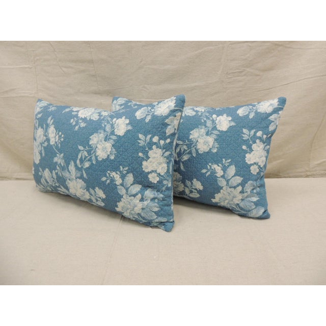 Blue and White Floral Decorative Lumbar Pillows From Portugal - Set of 2 For Sale In Tampa - Image 6 of 7
