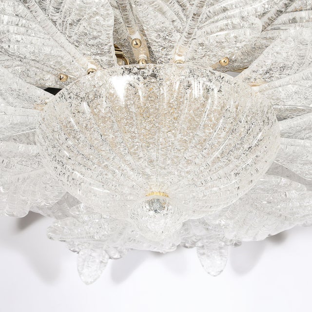 Modernist Hand-Blown Mottled Murano Glass Acanthus Flush Mount For Sale - Image 10 of 18