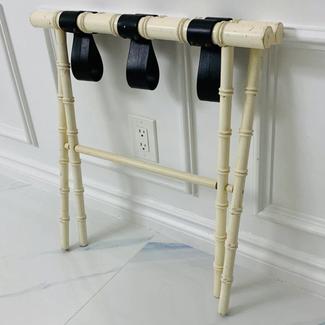 Dorothy Draper Vintage 1950’s Faux Bamboo Suitcase Luggage Rack For Sale - Image 4 of 10