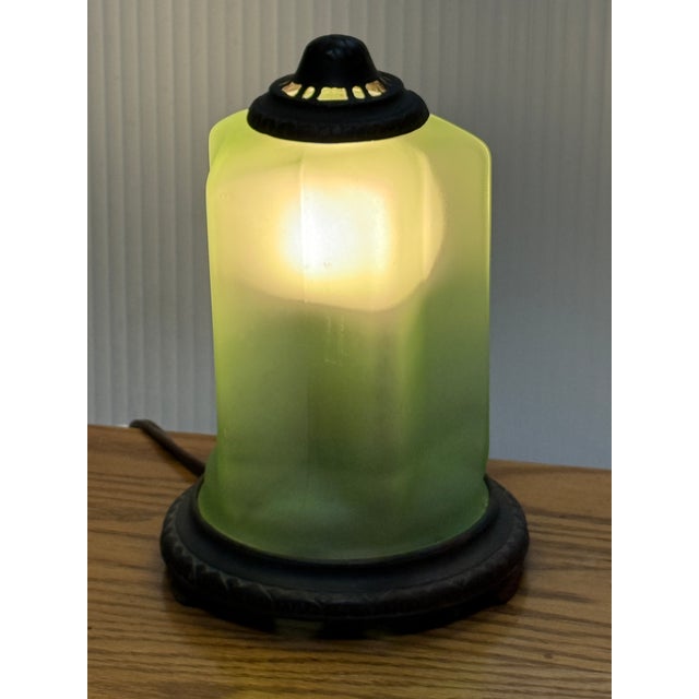 Green 1930s Art Deco Leviton Frosted Glass Star Lantern, Stamped For Sale - Image 8 of 12