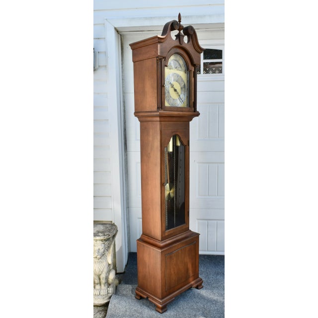 Brown Vintage Colonial of Zeeland Traditional Style Mahogany Grandfathers Clock For Sale - Image 8 of 12