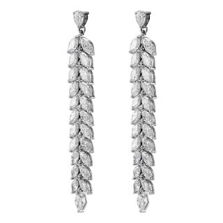Alexander Beverly Hills 5.32ct Diamond Leaf Earrings 18k White Gold, Pair For Sale