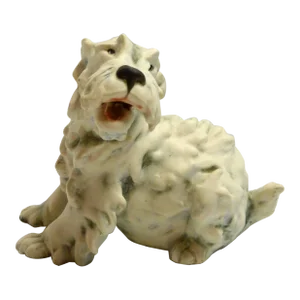 Antique/Vintage Cacciapuoti Italian Porcelain Maltese Figurine – Hand-Sculpted Studio Piece – Made in Milan, Italy