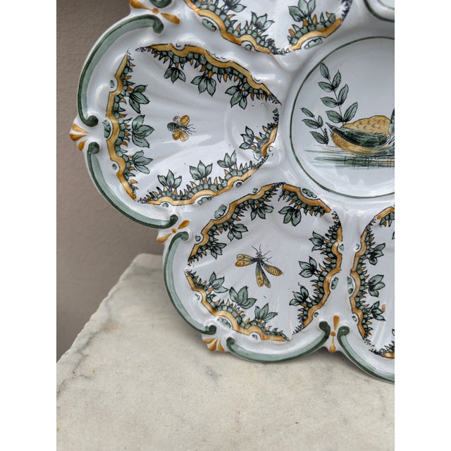 Rustic French Faience Oyster Swan Plate Saint Clement, Circa 1890 For Sale - Image 3 of 6