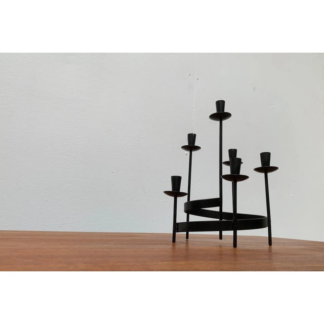 Black Mid-Century Scandinavian Brutalist Candleholder from Ystad For Sale - Image 8 of 17