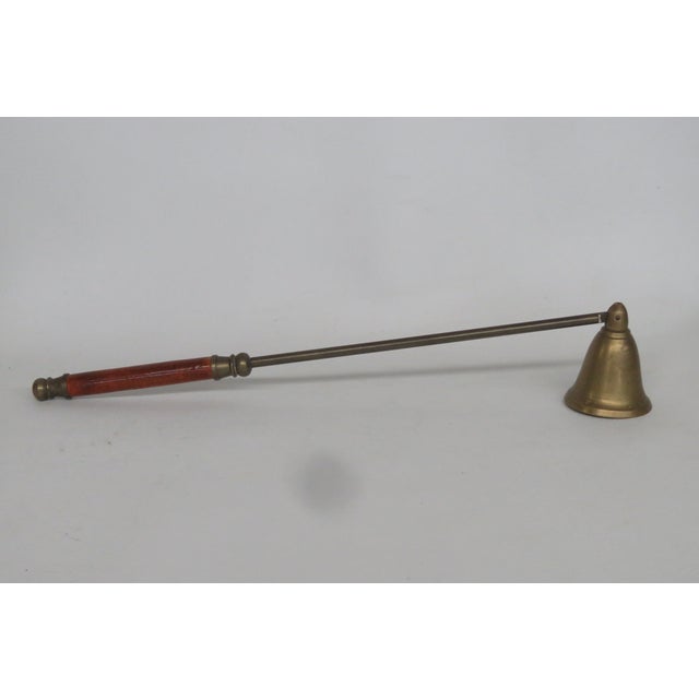 Mid-Century Modern Long Wooden Handled Metal Bell Candle Snuffer 4596b For Sale - Image 3 of 12