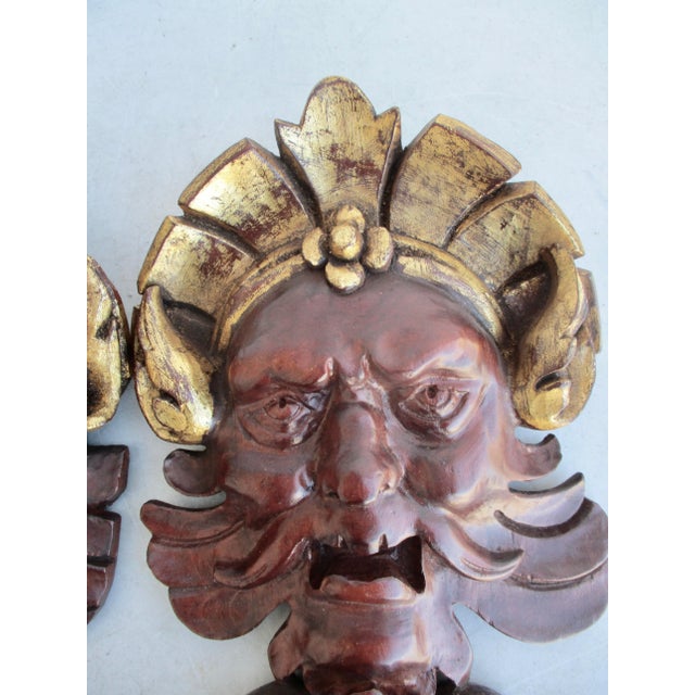 Gilt and Wood Satyr Headed Architectural Ornaments - a Pair of 2 For Sale - Image 4 of 10