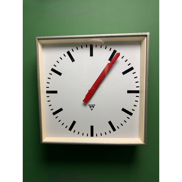 Large Pragotron 1970's square Soviet era Czech industrial clock. These were actually used in government buildings,...