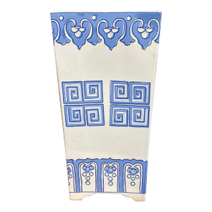 Vintage Tyndale Blue and White Vessel Large Large Fower Vase Blue and White Grecian Revival