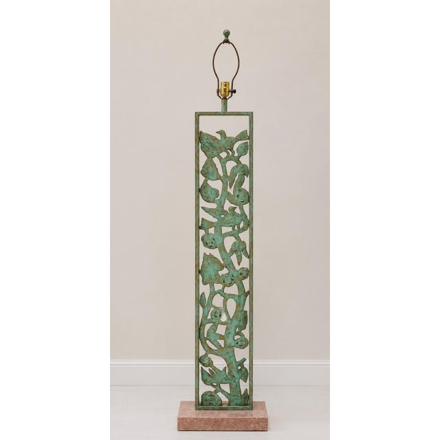 Modern 1980s Silas Seandel Style Verdigris Bronze Botanical Floor Lamp For Sale - Image 3 of 11