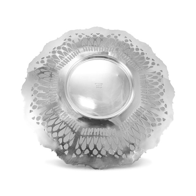 Mid-Century Modern Vintage 925 Sterling Silver Round Platter Tray For Sale - Image 3 of 5