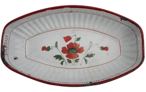 Enamel Reticulated Corn Poppy Basket Tray
