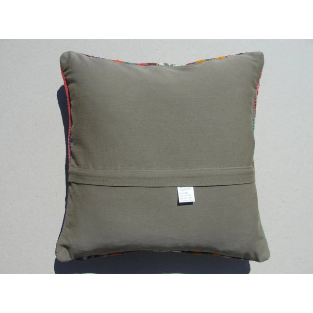 Kilim Rug Pillow Made from old turkish kilims Back side cotton and has closed with a solid hidden zipper size:16" x 16" It...