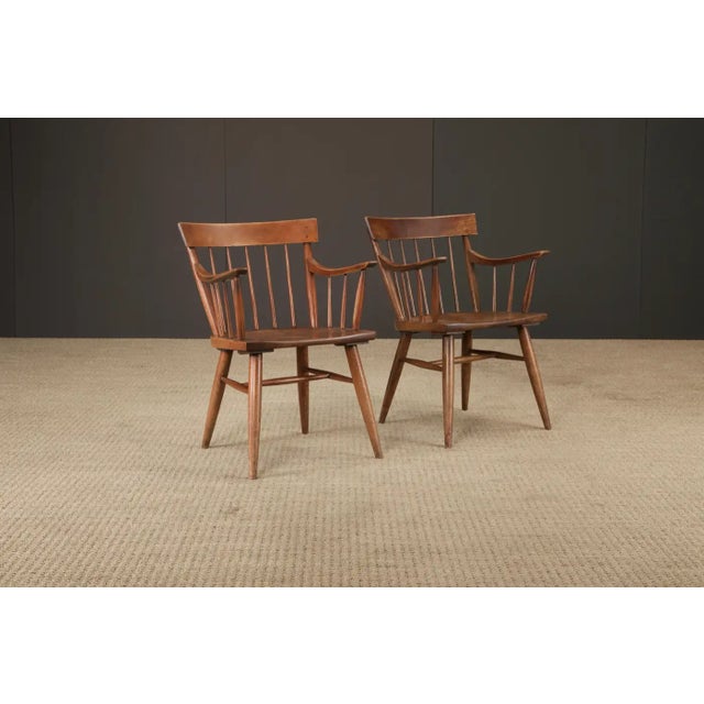 Willett Furniture Mid-Century Willett Furniture Company Solid Cherry Spindle-Back Armchairs For Sale - Image 4 of 18