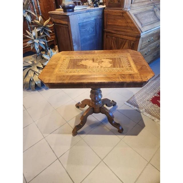 Antique Side Table in Marquetry from Befos, 1800s For Sale - Image 9 of 9