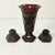 1970s Vintage Art Deco Depression Diamond Point Glass Centerpiece Candle Holders and Vase - Set of 3 For Sale - Image 11 of 12