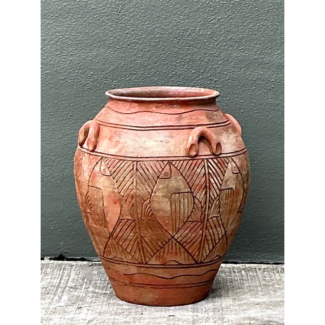 Vintage Etched Terracotta Urn For Sale - Image 11 of 12