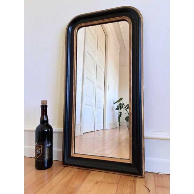 Late 19th Century Antique French Louis Philippe Full Length Mirror – Black and Gold, Late 19th Century For Sale - Image 5 of 9